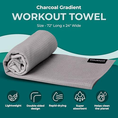 Oceanfoam Beach Towel – Lightweight, Absorbent, Quick-Drying, Sand-Resistant, Non-Slip – Ideal for Workouts, Yoga, Pilates, Beach, Pool, Boat & Travel – 25% Recycled – 72"x24" (Charcoal Gradient) - color: Charcoal
