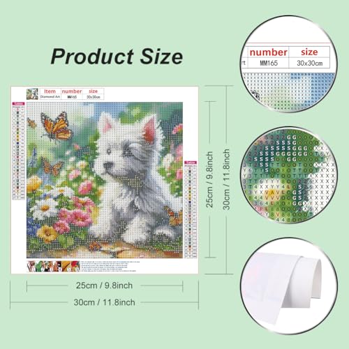 WSLWXSHM Diamond Art Painting Kits for Adults Dog, Animal Round Full Drill Diamond Art Kits, 5D DIY Paint with Diamonds Crafts for Home Wall Decoration Gifts 12×12Inch - color: Dog I