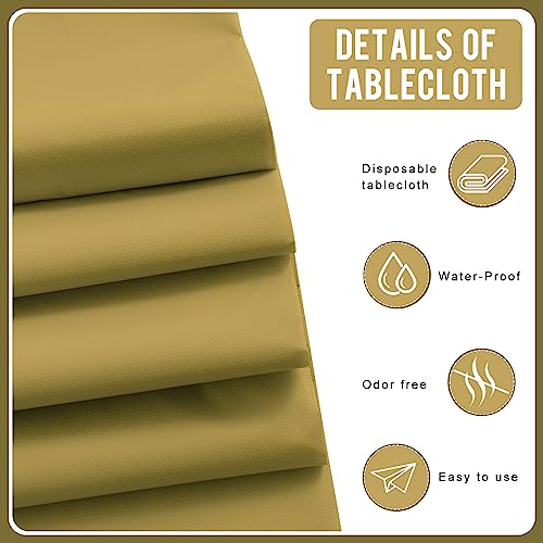 Eleclassi Gold 6 Pack Premium Round Disposable Plastic Tablecloth - 84 Inch Round Plastic Table Cloths for Parties Disposable Tablecloth - Round Plastic Tablecloth - Gold Round Tablecloth - color: Gold