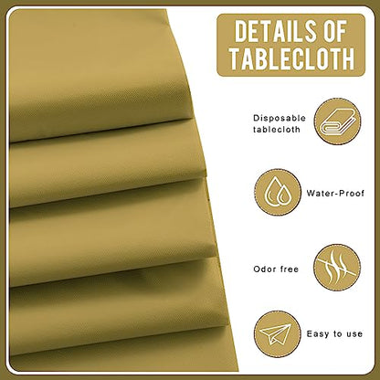 Eleclassi Gold 6 Pack Premium Round Disposable Plastic Tablecloth - 84 Inch Round Plastic Table Cloths for Parties Disposable Tablecloth - Round Plastic Tablecloth - Gold Round Tablecloth - color: Gold