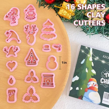 Keoker Christmas Clay Cutters, 16 Shapes Polymer Christmas Clay Cutters for Earrings - color: Whitecolor B