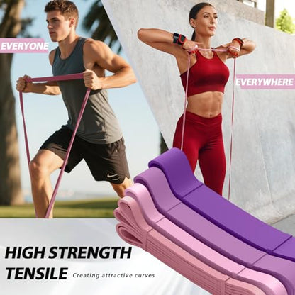 LEEKEY Resistance Bands for Pull Up Assist, Exercise & Workout Bands Set | Long resistance bands for pull up assist, strength training, physical therapy, stretching, home gym - color: 5-85LBS PINK PURPLE