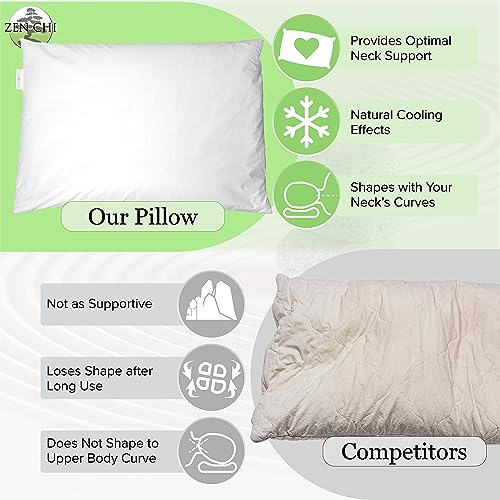 ZEN CHI Organic Buckwheat Hulls Pillow, Personal Standard Size 14"x20"