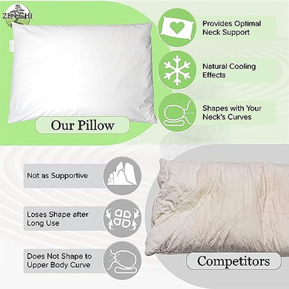 ZEN CHI Organic Buckwheat Hulls Pillow, Personal Standard Size 14"x20"