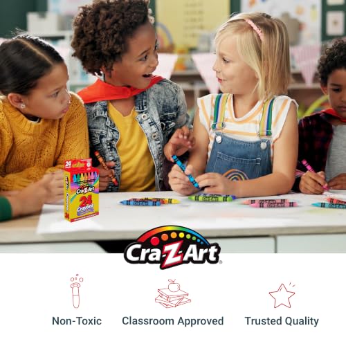 Cra-Z-Art Crayons, Bulk Pack, 24 Count, 6 Packs of Crayons, Bulk School Supplies for Classroom, Back to School Essentials - size: 24 Count (Pack of 6)