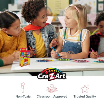 Cra-Z-Art Crayons, Bulk Pack, 24 Count, 6 Packs of Crayons, Bulk School Supplies for Classroom, Back to School Essentials - size: 24 Count (Pack of 6)