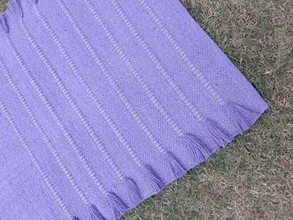 Jaipur art & Rugs Organic Cotton Yoga Mat - Eco-Friendly Hand-Woven Rug - Non Slip & Thick (24”x72”x5mm) for Everyday Fitness at Home - Comfortable Extra-Long - color: Purple