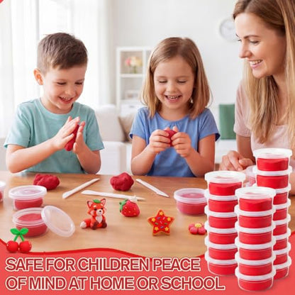 VioraWhite 48 Pcs Air Dry Clay Bulk 1.6lb Modeling Clay Kit,Red | Soft & Stretchable, Magic Foam for Kids, DIY Molding, Arts & Crafts, Boys Girls Party Favors, Cosplay Sculpting Supplies - color: Red
