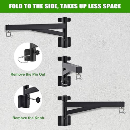 BeneLabel Heavy Bag Hanger for Punching Bag Beam Mount Hardware 360° Rotation Boxing Bag Ceiling Mount I-Beam Hanger for Hanging Heavy Punching Bags Wall Hangers - color: 24" Black wall hanger with steel chain
