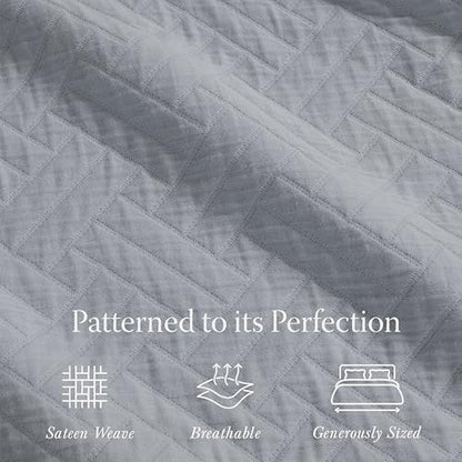 Threadmill Cotton King Coverlet Blanket, Jacquard, Scottish Grey, 104x92 in - color: Classic Scottish Grey, size: King / Cal King