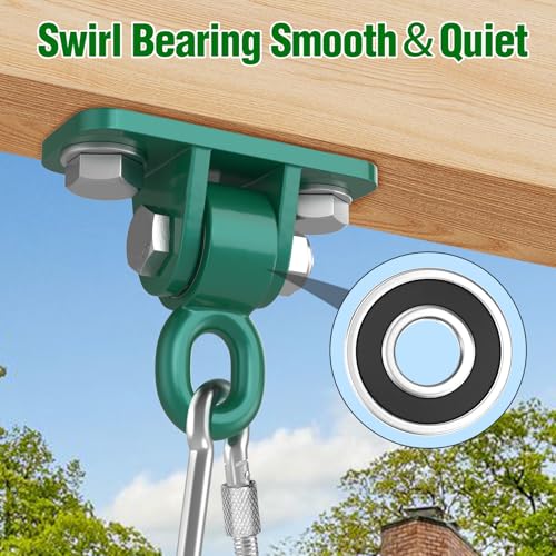 BETOOLL Swing Hangers with Bearing, Heavy Duty Porch Swing Hanging Kit for Outdoor Playground Tree Ceiling Mount Hardware Brackets with Snap Hooks for Yoga Hammock Sandbag Accessories 2PCS Green - color: Green, size: 2 Pack