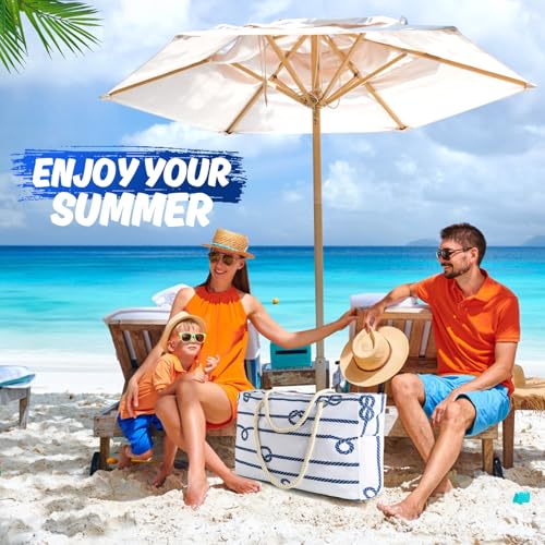 SRISE Large Beach Bag for Women & Men, Beach Bags Waterproof Sandproof, Travel Tote Bag, Swim Pool Bag for Family Outdoor - color: Knot