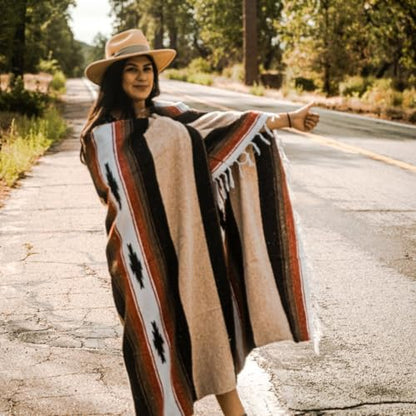 Open Road Goods Mexican Diamond Blanket - XL Heavyweight Yoga Blanket – Handmade in Mexico - Thick Boho Serape Saltillo Style Throw for Beach, Picnic, Home, Camping and More! (Autumn Earth) - color: Autumn Earth