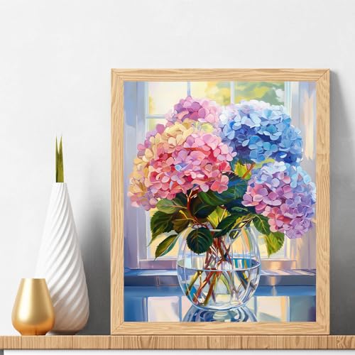 Natuyalo Paint by Numbers Kit for Adults Beginners and Kids, 16" Wx20 L Canvas Pictures Drawing Acrylic Paintwork with 3 Pcs Paintbrushes, Colorful Flowers in Vase - color: ART-05