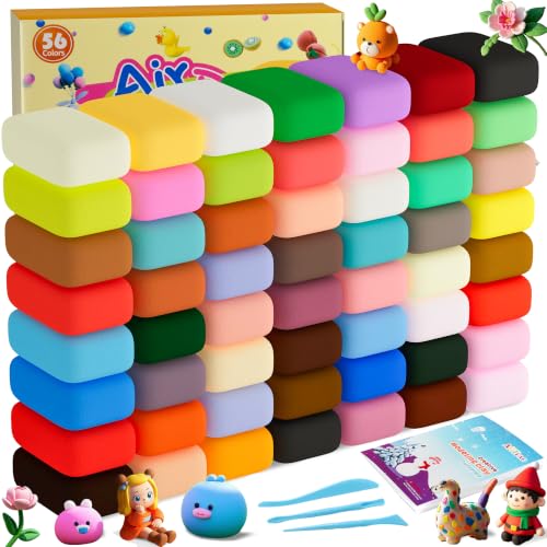ARTPAR Air Dry Clay 56 Colors,Modeling Clay for Kids,Molding Magic Clay Kit | 4 Sculpting Tools,Soft & Ultra Light,Non Sticky,Bulk Classroom Creative Diy Art And Crafts Party Favors For Boys Girls 3-12 - color: 56 Colors