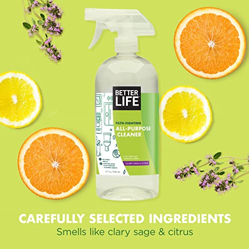 Better Life All Purpose Cleaner - Multipurpose Home and Kitchen Cleaning Spray for Glass, Countertops, Appliances, Upholstery & More - Multi-surface Spray Cleaner - 32oz (Pack of 2) Clary Sage/Citrus - size: 32 Fl Oz (Pack of 2)