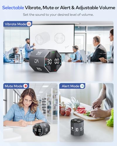 Ticktime T8 Pomodoro Timer Cube for Focus, Study, Work, Task, ADHD, Kitchen - color: Gray