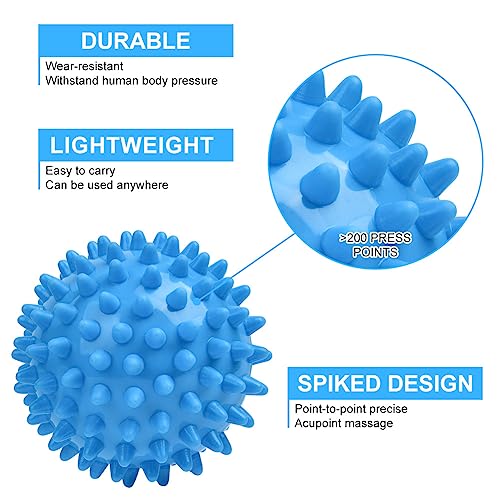 URAQT Spiky Massage Ball Set, 2 Pack Physical Therapy Massage Balls, Hard Lacrosse Ball & Spiky Massage Ball for Myofascial Release and Trigger Point Deep Tissue Massage (Blue) - color: 2pcs-blue