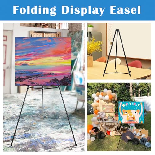 70" Adjustable Aluminum Display Easel Stand, Holds 20 lbs | Versatile Tripod Easel for Artistic Presentations, Lightweight and Sturdy for Art Shows, Exhibitions, and Studios,4 Pack - style: 4 Pack