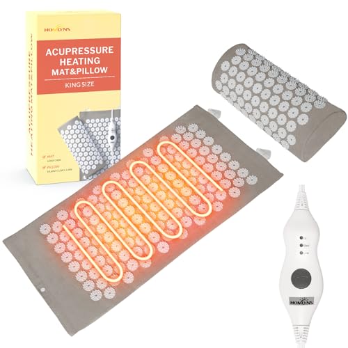 HOMLYNS Heated Acupressure Mat, 3 Heat Levels, 2-Hour Auto-Off