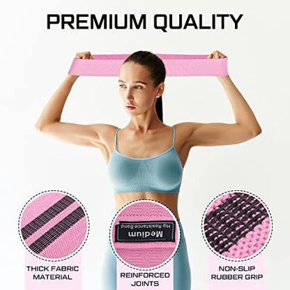 Lenwen 12 Pcs Fabric Resistance Bands Bulk - color: Pink