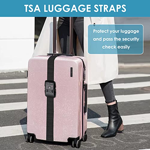 Travel Inspira Luggage Straps for Suitcases with TSA Lock | Heavy-Duty Nylon; TSA-Approved Lock with Tag; Adjustable 103-200cm; Secure Black Strap; 20-28 Inch Bags; Anti-Burst - color: Black