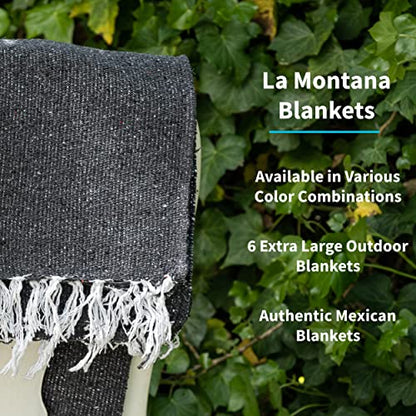 La Montana 6 Pack Heavyweight Solid Mexican Blanket, 74"x50", Charcoal - color: Charcoal