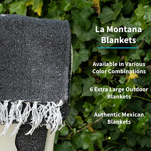 La Montana 6 Pack Heavyweight Solid Mexican Blanket, 74"x50", Charcoal - color: Charcoal