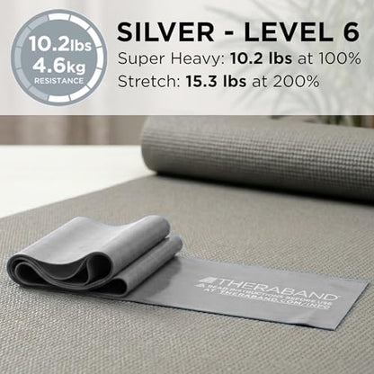 THERABAND Resistance Band, Exercise Workout, Physical Therapy, Silver, 6 Ft - color: Silver - Super Heavy, size: 1 Count