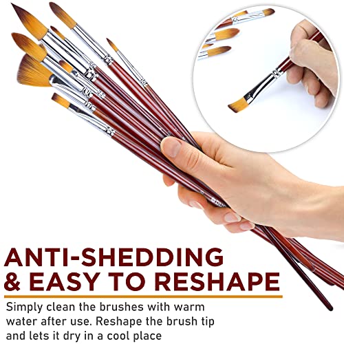 Artist Paint Brush Set, 13-Piece Long Handle Oil Paint Brushes | 13 Brushes for Acrylic Painting, Soft Anti-Shedding Nylon Bristles, Watercolor Brush Set for Body, Face, Rock, Canvas Drawing