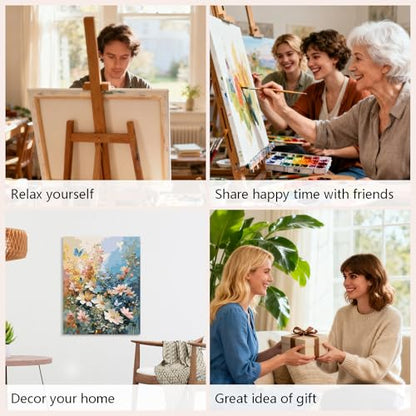 Muzagroo Paint by Numbers Oil Painting Kits for Adults DIY Flowers Oil Painting for Beginners Hand Crafts Kits with Brushes and Acrylic Paints 16x20 inches (Flowers) - color: Flowers