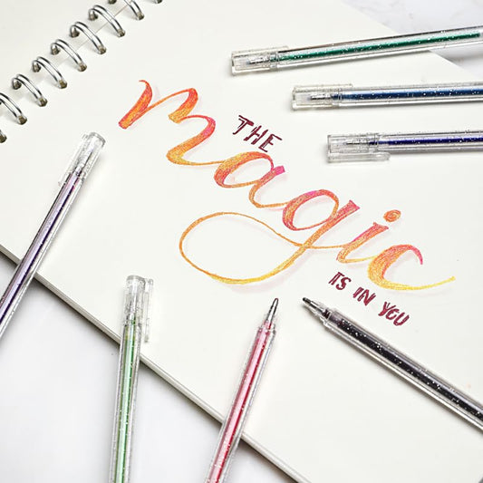 Grabie 18 Color Capped Glitter Gel Pens, Metallic Sparkling | Rich Glitter Effects, Consistent Ink Flow, Comfortable Grip, Precision Writing, Creative Lettering, Coloring - color: 18 Colors Capped Glitter Gel Pens