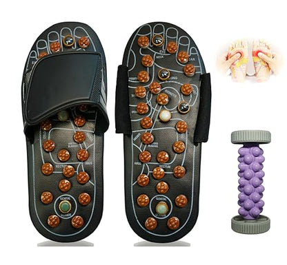 Acupressure Sandals,Acupressure Foot Massager with Anti-Slip Sole,Plantar Fasciitis Relief with Imitate Person Rotation Finger Pressure (Black, S-Women(5.5-7)/Men(4.5-6)) - color: Black, size: S-Women(5.5-7)/Men(4.5-6)