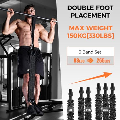 Innstar Pull Up Assistance Bands, Heavy Duty Resistance Band for Pull Up Assist, Adjustable Resistance 165-265lbs with Fabric Feet/Knee Rest, Pull Up Bands Assistance Bands - color: Black 265lbs Resistance