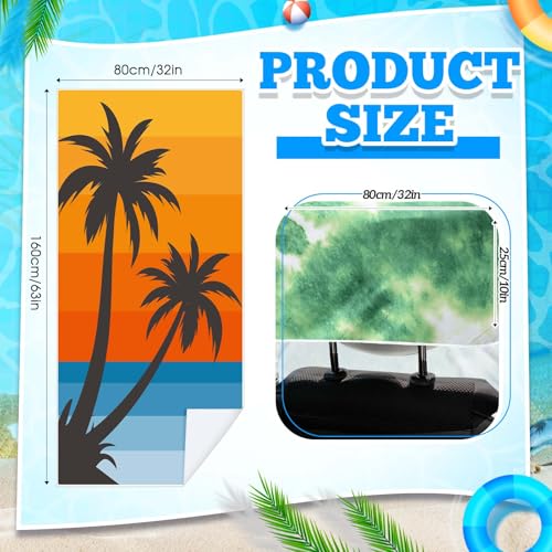 Hahafelt 2 Pack Car Seat Towel Cover with Storage Bag, Beach Palm Trees | 63 x 32 in Car Towel Seat Cover Non Slip Waterproof, Gym Workout Swimming Running, Machine Washable Sweat Absorbent Protector - style: Beach Palm Trees
