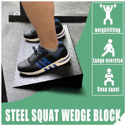 Steel Squat Wedge Block & Slant Board, Heel Elevated Split Squat Wedges Weightlifting, Calf Raise Machine for Calf Stretching