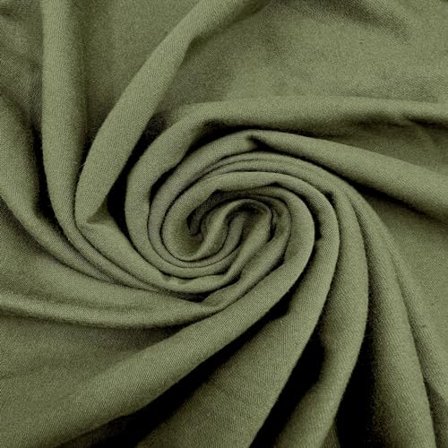 EOVEA - Cotton Spandex Fabric by The Yard - 4 Way Stretch Jersey Knit - Spandex & Cotton T-Shirt Fabric - Lightweight, Breathable - 60" Wide Roll| 10 oz(Olive, 1 Yard) - color: Olive, size: 1 Yard