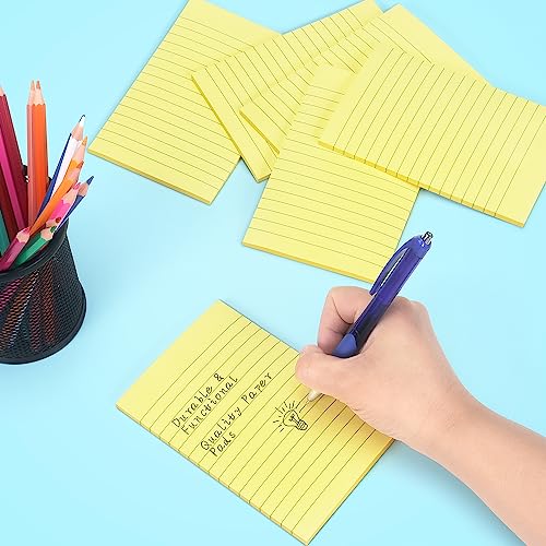 Early Buy Sticky Notes with Lines 4x6 in, Yellow Self-Stick, 45 Sheets/Pad | Bright Color Self-Stick Notes For Daily Reminders, Home, Office, And Study Use. 6 Pads, Each With 45 Sheets. - color: Yellow