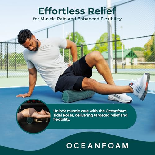 Oceanfoam Tidal Roller - Jade - Muscle Massage Foam Roller for Back Pain & Stretching - Firm and Ergonomic Wide Wave Textured - Yoga, Athletics, & Wellness - Full Size, 20" x 5" - color: Jade