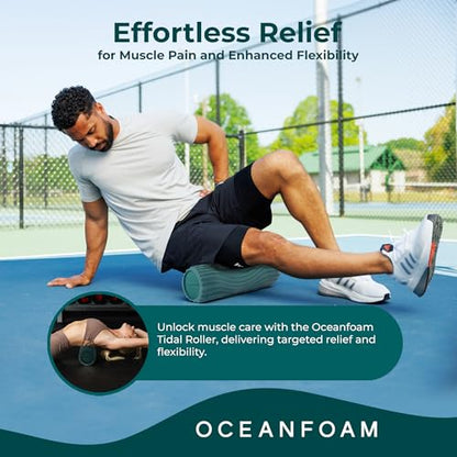 Oceanfoam Tidal Roller - Jade - Muscle Massage Foam Roller for Back Pain & Stretching - Firm and Ergonomic Wide Wave Textured - Yoga, Athletics, & Wellness - Full Size, 20" x 5" - color: Jade