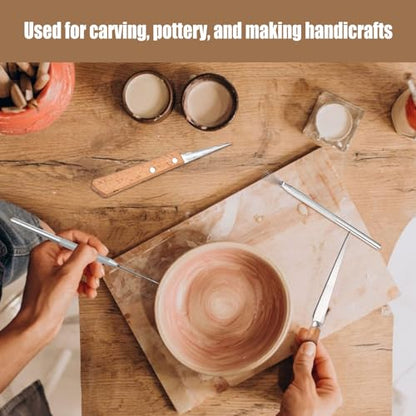 Fettling Knife and Sculpture Feather Pin Set, 10pcs Knife + 40pcs Pin Wooden Handle Carving Knife Ceramic Polymer Clay Pottery Tools for Pottery Sculpting Carving Modeling Craft Art DIY