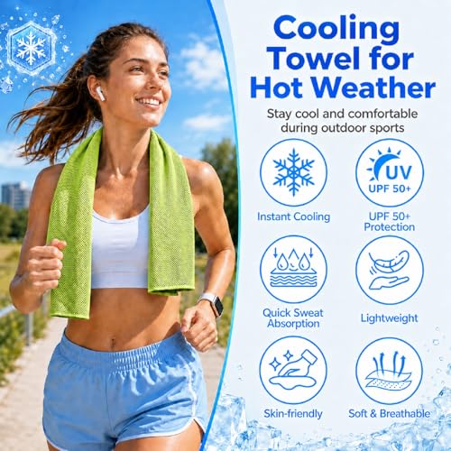4 Pack Cooling Towels, 40" x 12" Microfiber Ice Towels for Neck & Face