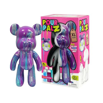 Pour Palz DIY Paint Pouring Kit – 1 XL Bear Figurine, 4 Acrylic Pour Paints, Mixing Cups & Tools, Create Unique Marbled Art, Fun Hands-On Craft Kit for Kids & Adults, Groovy Smoothie, Ages 5+ - color: Groovy Smoothie