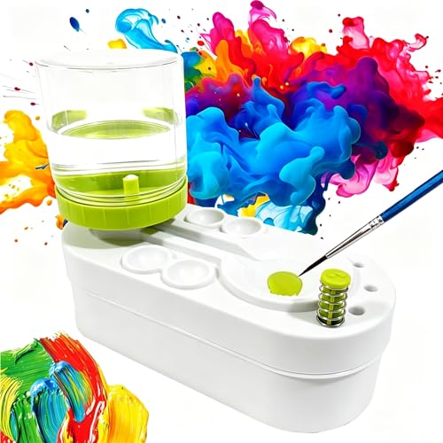 Upgraded Paint Brush Cleaner Brush Rinser Water Circulation(Pre Assembled), Watercolor/Oil and Water-Based Paint Brush Cleaner Tool, Gift for Adults Artist Beginners - color: Green