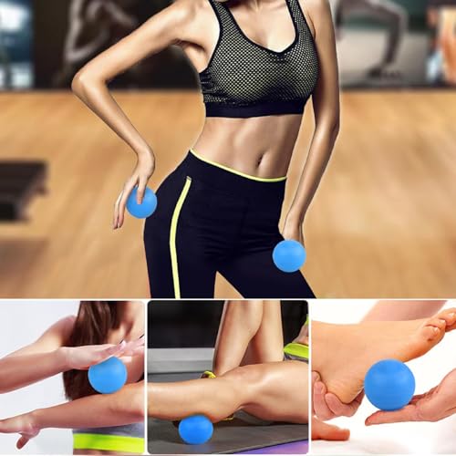 WOVTE Massage Lacrosse Ball Therapy for Sore Muscles Myofascial Release | Shoulders, Neck, Back, Foot, Body, Deep Tissue, Trigger Point, Muscle Knots, Yoga - color: Blue