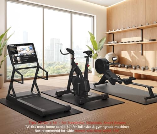 GymCope Treadmill Mat for Hardwood Floor Carpet 7'x3'/6'x3'/6'x2.5'/4'x2' - color: 72"x36"x6mm High-density-black
