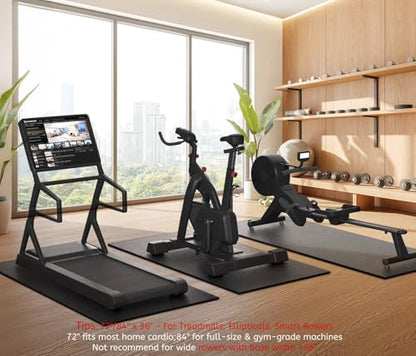 GymCope Treadmill Mat for Hardwood Floor Carpet 7'x3'/6'x3'/6'x2.5'/4'x2' - color: 72"x36"x6mm High-density-black