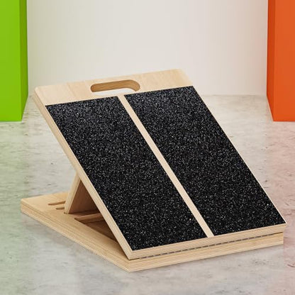 TEMI Slant Board for Calf-Stretching - Wooden Incline Wedge Stretcher for Squats, Foot & Ankle Mobility, Portable Fitness Equipment, Balance Block for Heel Stretch - style: Slant Board