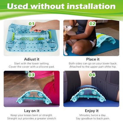 Back Stretcher, Pneumatic Inflatable Lumbar Support Board with Hand Pump & Release Valve, Stepless Height Adjustment, Decompression-Style Stretching, Cracking Device Alternative (Blue) - color: Blue