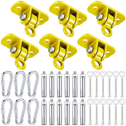 Tandefio 6 Sets of Robust Swing Hangers for Wooden Concrete Set with Swing Hook Screw Bolt Washer Swingset Accessory for Porch Patio Yoga Indoor Outdoor,Over 1800 lb Capacity (Yellow) - color: Gold